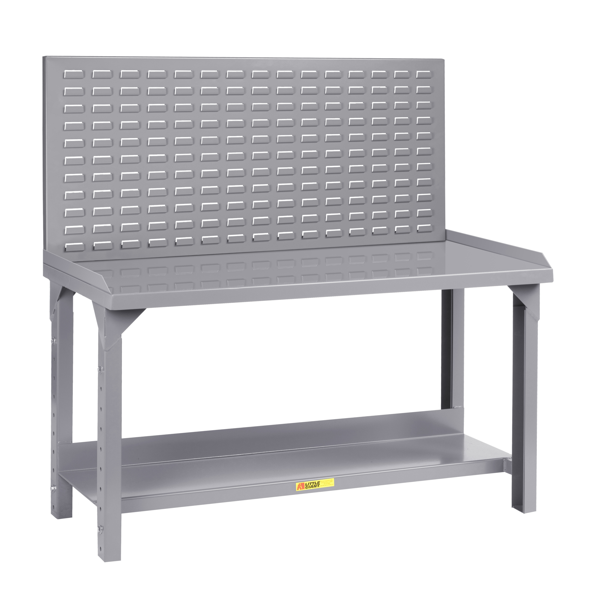 Little Giant Stationary Workbench - 36in. x 72in., 4000-Lb. Capacity, Adjustable Louvered Panel, 12-Ga. Steel, Model# WSL2-3672-AH-LP